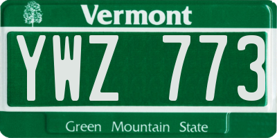 VT license plate YWZ773