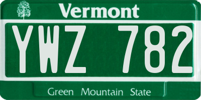 VT license plate YWZ782