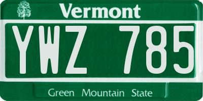 VT license plate YWZ785