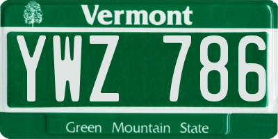 VT license plate YWZ786