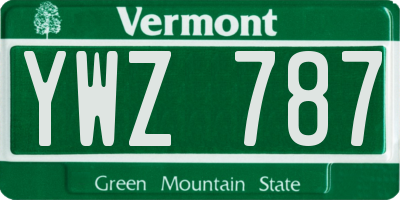 VT license plate YWZ787