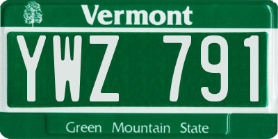 VT license plate YWZ791