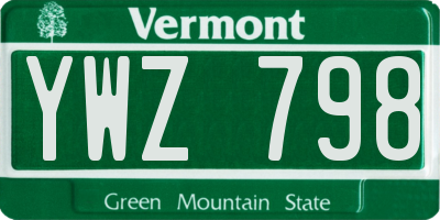 VT license plate YWZ798