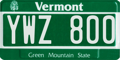 VT license plate YWZ800