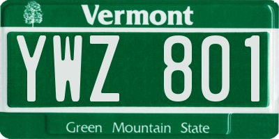 VT license plate YWZ801