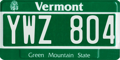 VT license plate YWZ804