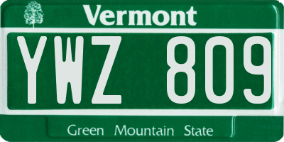 VT license plate YWZ809