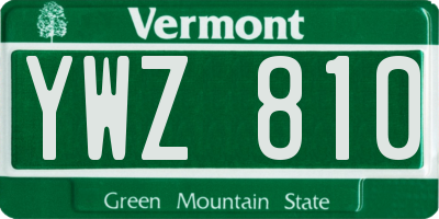 VT license plate YWZ810