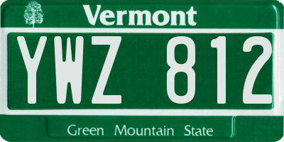 VT license plate YWZ812