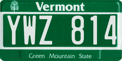 VT license plate YWZ814