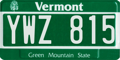 VT license plate YWZ815