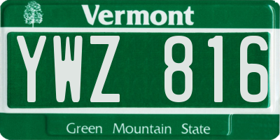 VT license plate YWZ816