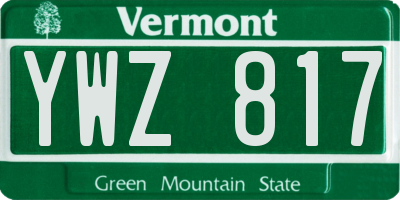 VT license plate YWZ817