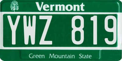 VT license plate YWZ819