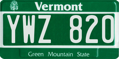 VT license plate YWZ820
