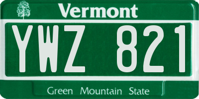VT license plate YWZ821