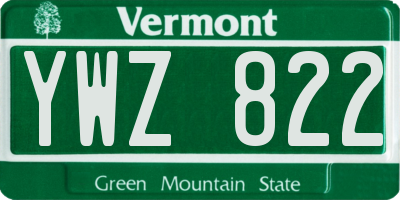 VT license plate YWZ822