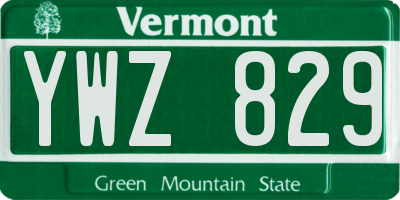 VT license plate YWZ829