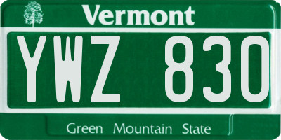 VT license plate YWZ830