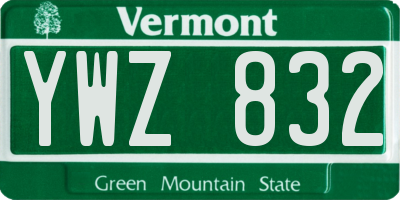 VT license plate YWZ832