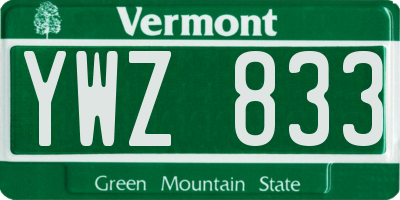 VT license plate YWZ833