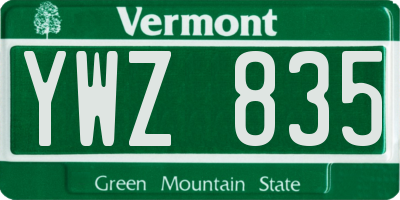 VT license plate YWZ835