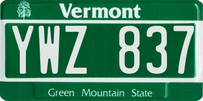 VT license plate YWZ837