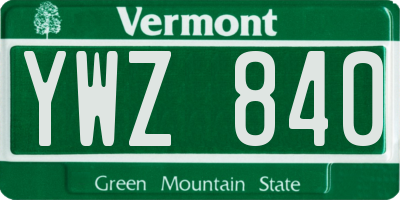 VT license plate YWZ840