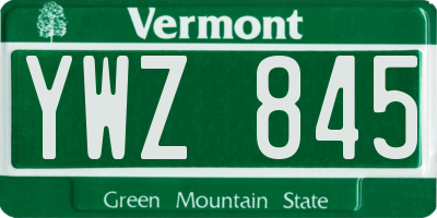 VT license plate YWZ845