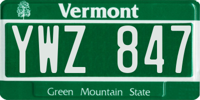 VT license plate YWZ847