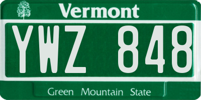 VT license plate YWZ848