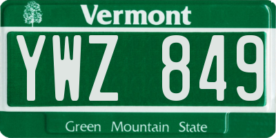 VT license plate YWZ849
