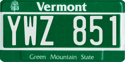VT license plate YWZ851