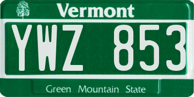 VT license plate YWZ853