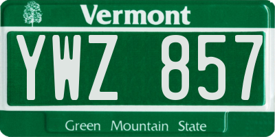 VT license plate YWZ857
