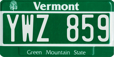 VT license plate YWZ859