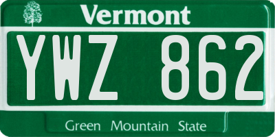 VT license plate YWZ862