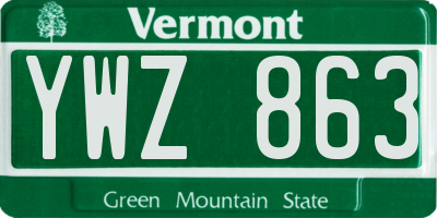 VT license plate YWZ863