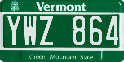 VT license plate YWZ864