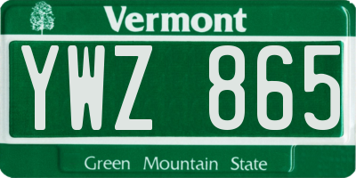 VT license plate YWZ865