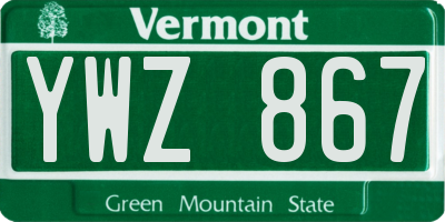 VT license plate YWZ867