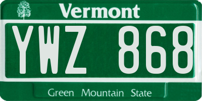 VT license plate YWZ868