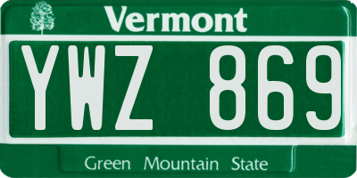 VT license plate YWZ869
