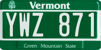 VT license plate YWZ871