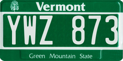 VT license plate YWZ873