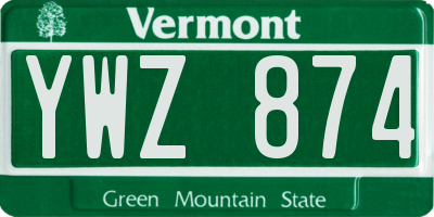 VT license plate YWZ874