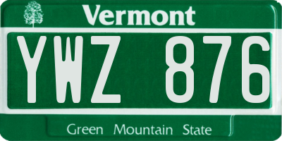 VT license plate YWZ876