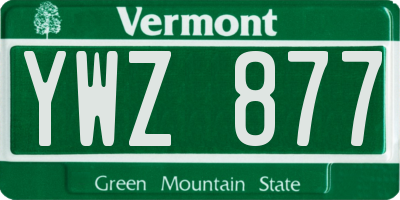 VT license plate YWZ877
