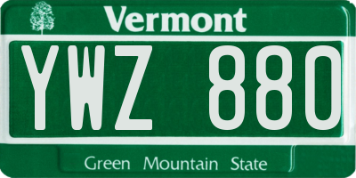 VT license plate YWZ880