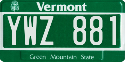 VT license plate YWZ881